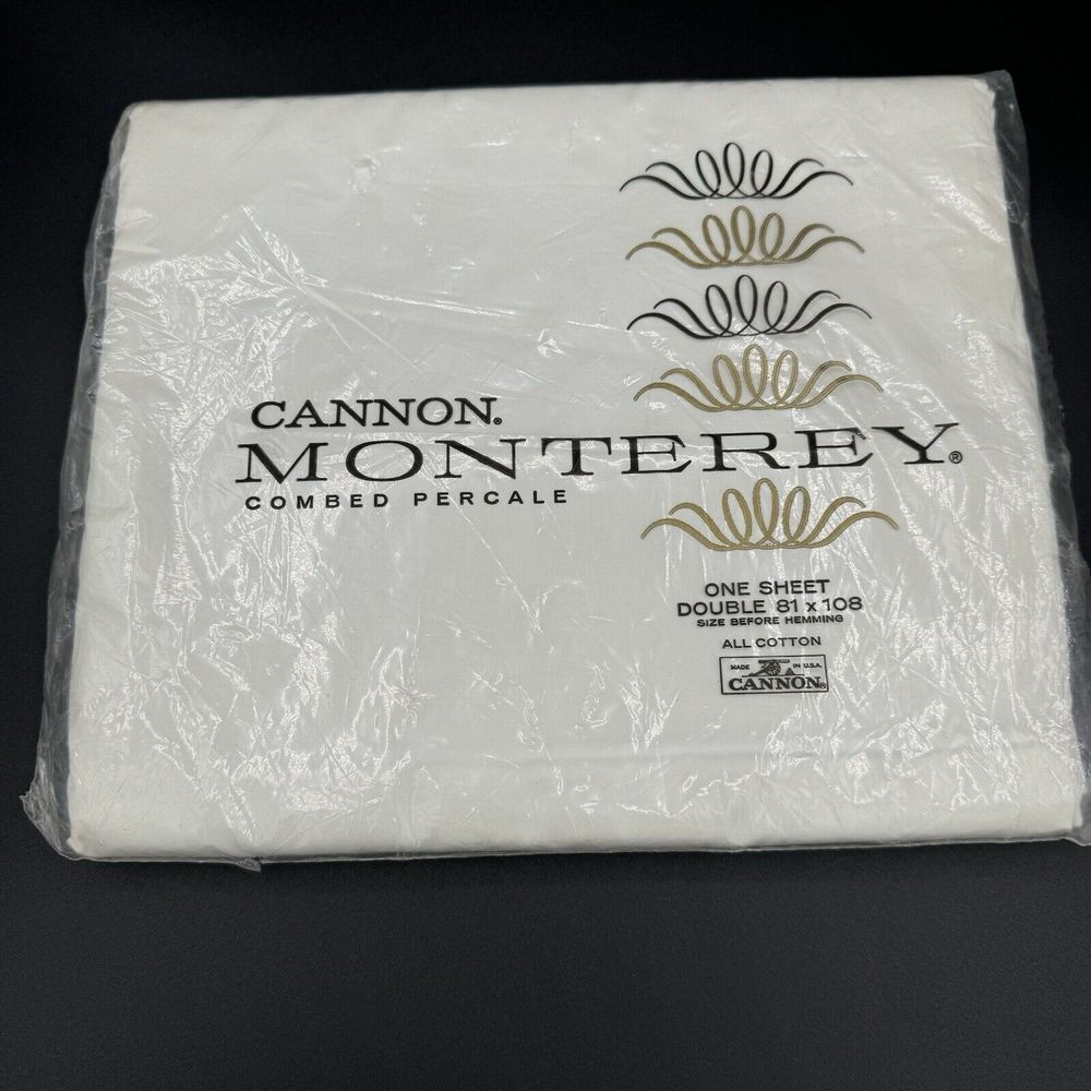 Vintage Cannon Monterey One Combed Percale Double Full Sheet‎ 81 x 108 USA New
